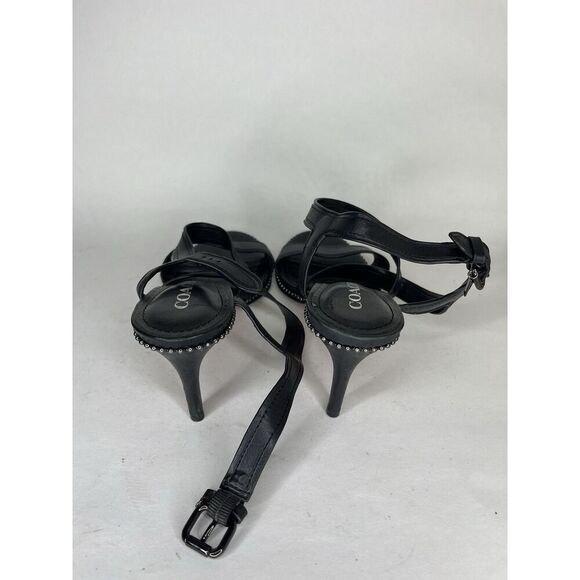 Coach Black Leather Open Toe Ankle Strap Heel Sandals Women Sz 7.5B US/38EU - Picture 5 of 13